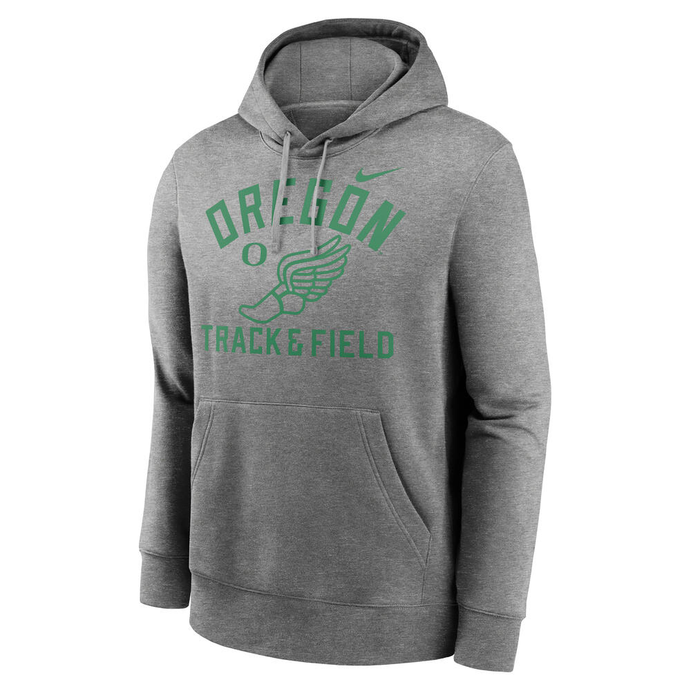 Oregon, Nike, Grey, Hoodie, Men, Track & Field, Fleece, Hermes Shoe design, Pullover, Sweatshirt, 943078